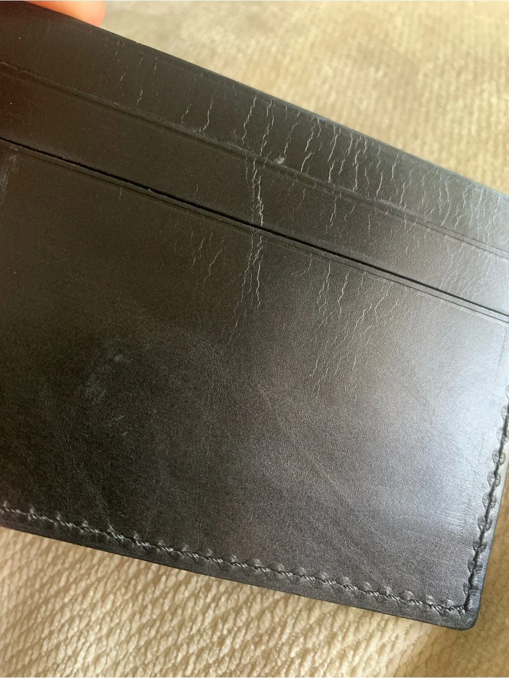 Black Soft Genuine Leather Slim 5 Pocket Unisex Business Credit Card Case